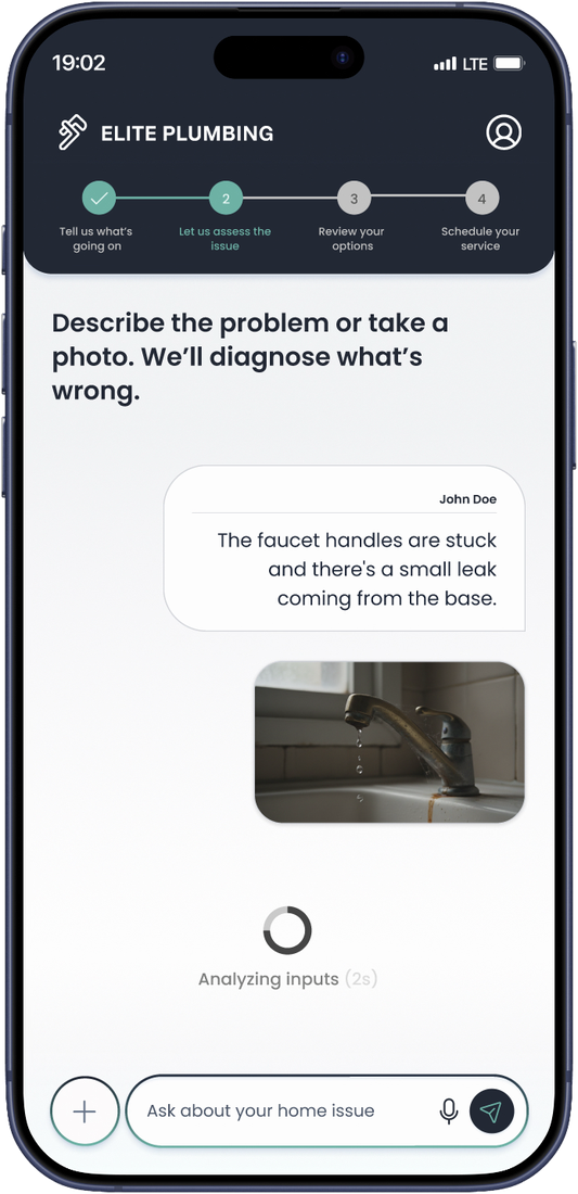 Homeowner describes the problem and adds a photo in the app
